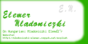 elemer mladoniczki business card